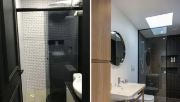 Banheiros pequenos modernos com box fumê